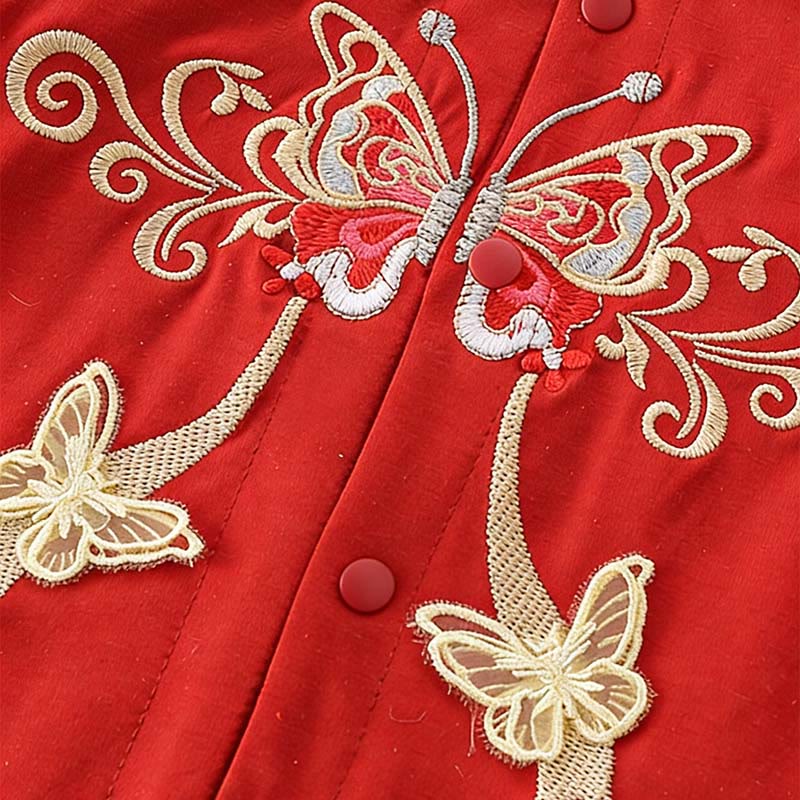 Tutina intera a maniche lunghe in cotone per bambina con motivo a farfalla rossa, primavera e autunno, motivo Buddha Stones - image 5