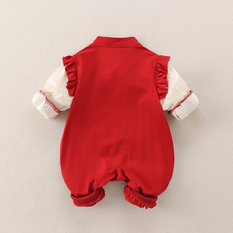 Tutina intera a maniche lunghe in cotone per neonata, motivo: Buddha Stones, primavera/autunno, rossa, carina, motivo: pony, anno del cavallo - image 2