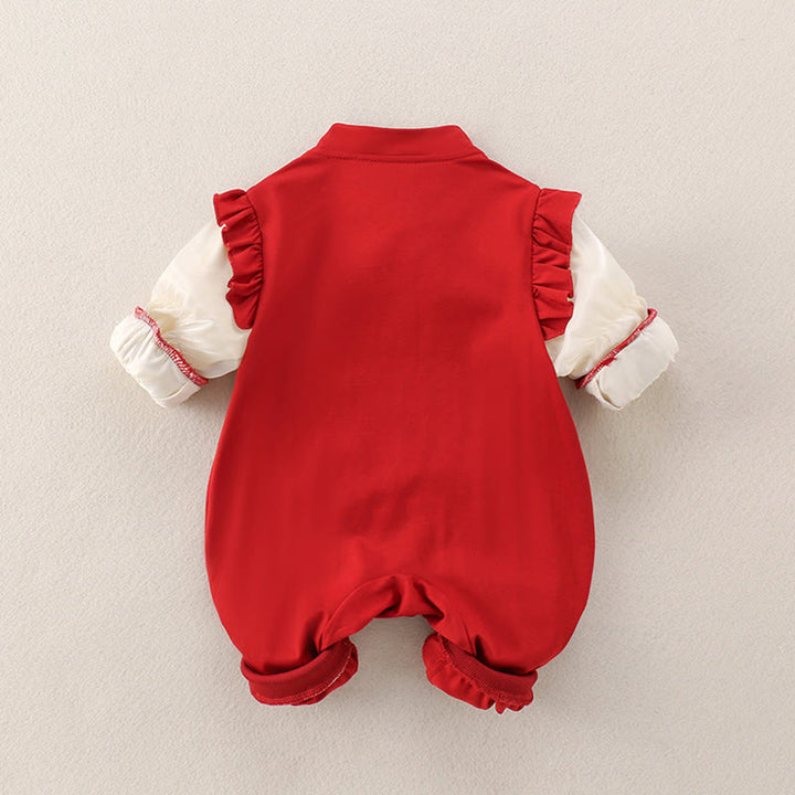 Tutina intera a maniche lunghe in cotone per neonata, motivo: Buddha Stones, primavera/autunno, rossa, carina, motivo: pony, anno del cavallo - image 2