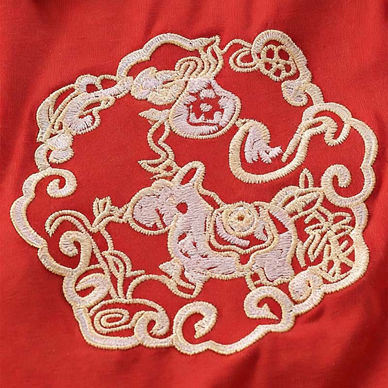 Tutina intera a maniche lunghe in cotone per neonata, motivo: Buddha Stones, primavera/autunno, rossa, carina, motivo: pony, anno del cavallo - image 6