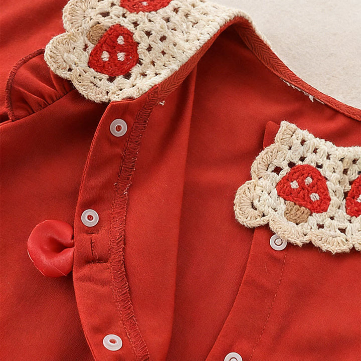 Tutina intera a maniche lunghe in cotone per neonata con motivo a fragole rosse e Buddha Stones, primavera-autunno - image 5