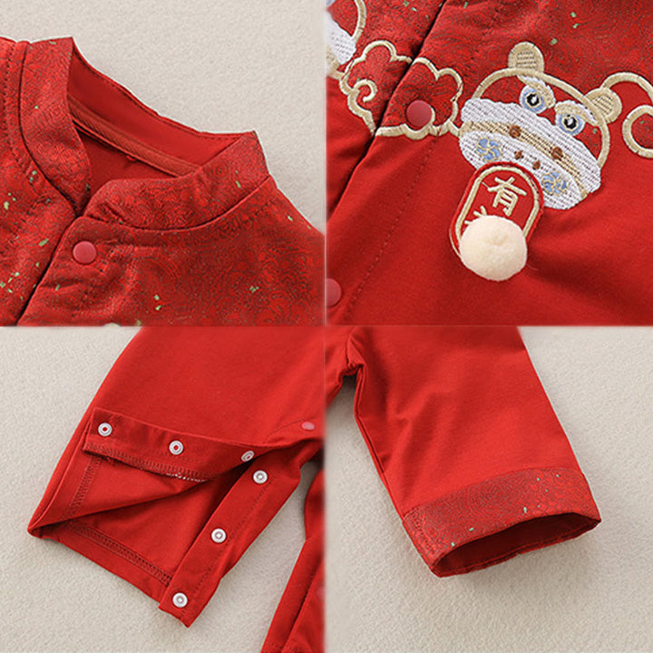 Tutina intera a maniche lunghe in cotone per bambina, motivo Buddha Stones, primavera/autunno, rossa, con design a forma di piccola persona - image 7