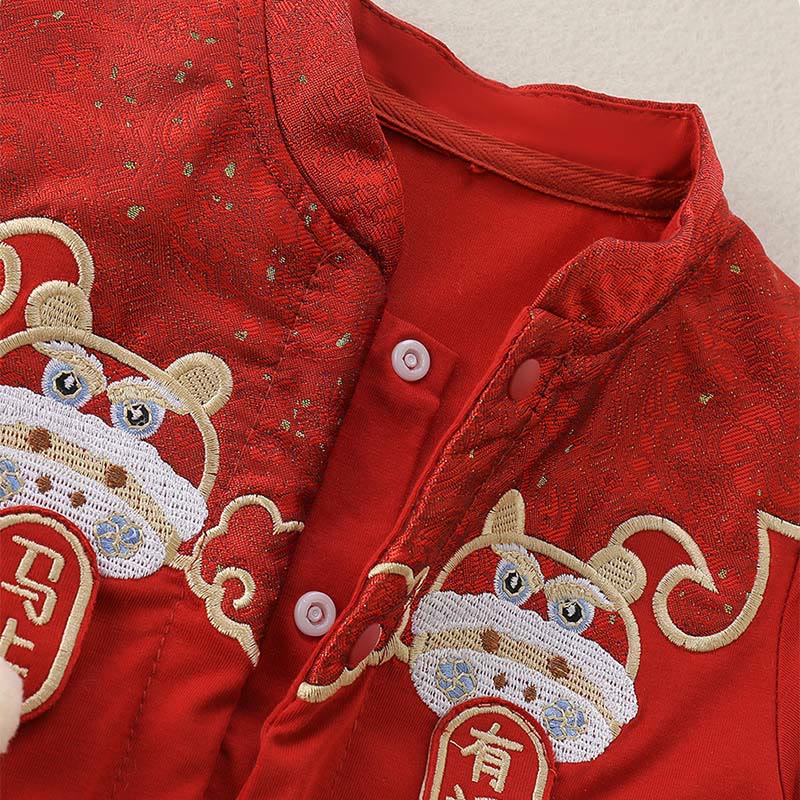 Tutina intera a maniche lunghe in cotone per bambina, motivo Buddha Stones, primavera/autunno, rossa, con design a forma di piccola persona - image 5