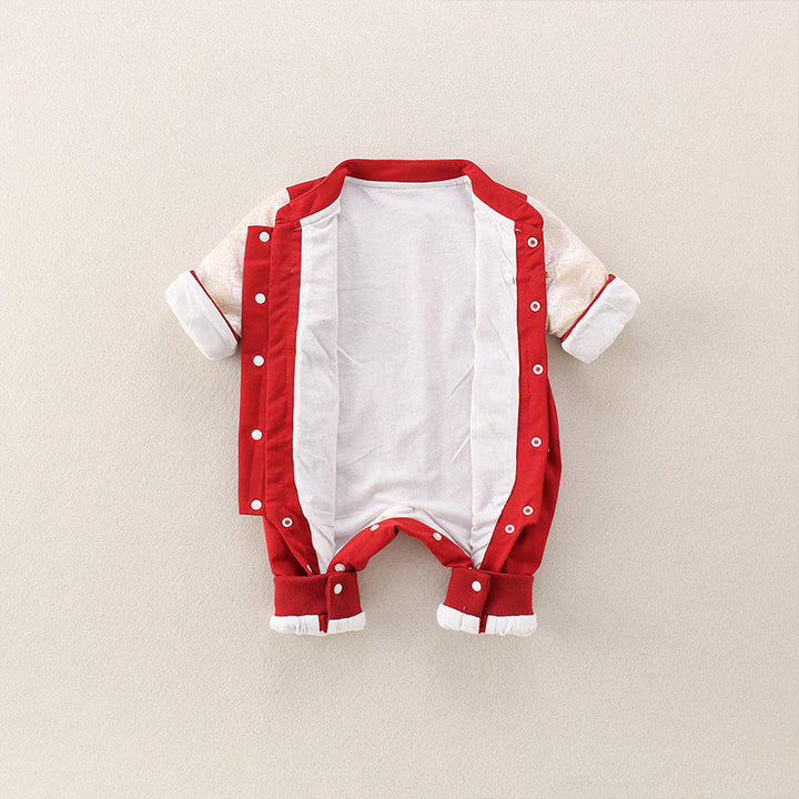 Tutina intera a maniche lunghe in cotone per neonato, bambina e ragazzo, con Buddha Stones, primavera e autunno, rossa, anno del cavallo, buona fortuna - image 4