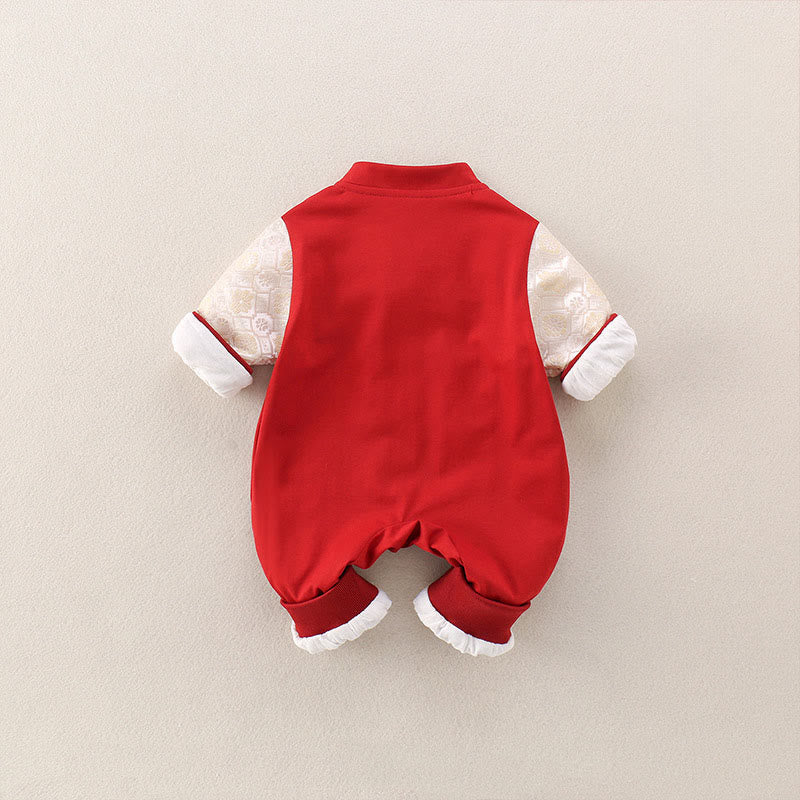 Tutina intera a maniche lunghe in cotone per neonato, bambina e ragazzo, con Buddha Stones, primavera e autunno, rossa, anno del cavallo, buona fortuna - image 3