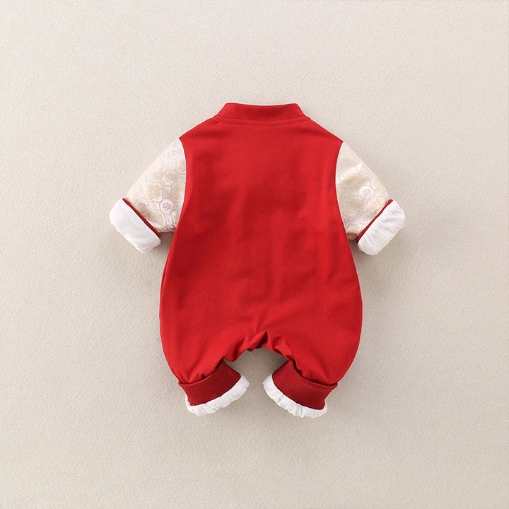 Tutina intera a maniche lunghe in cotone per neonato, bambina e ragazzo, con Buddha Stones, primavera e autunno, rossa, anno del cavallo, buona fortuna - image 3