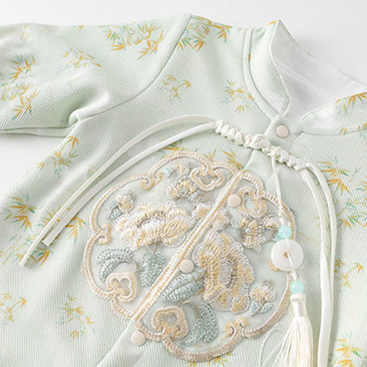 Tutina intera a maniche lunghe in cotone per neonata con motivo Buddha Stones, primavera/autunno, fiori di bambù - image 5