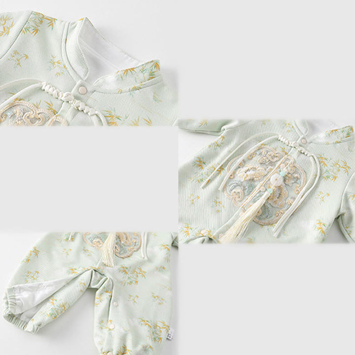 Tutina intera a maniche lunghe in cotone per neonata con motivo Buddha Stones, primavera/autunno, fiori di bambù - image 10