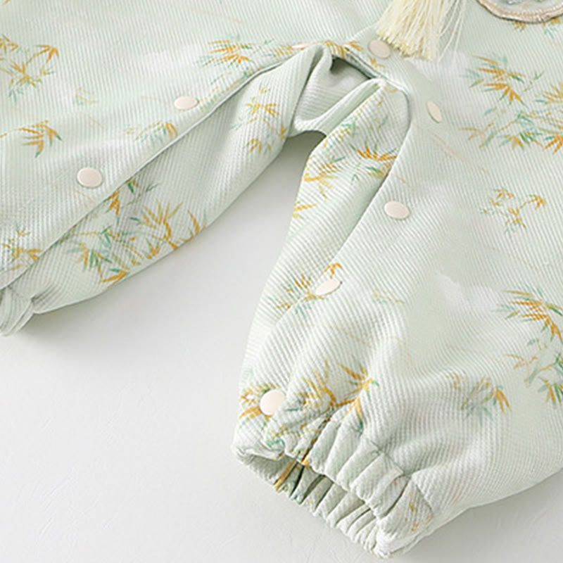 Tutina intera a maniche lunghe in cotone per neonata con motivo Buddha Stones, primavera/autunno, fiori di bambù - image 8