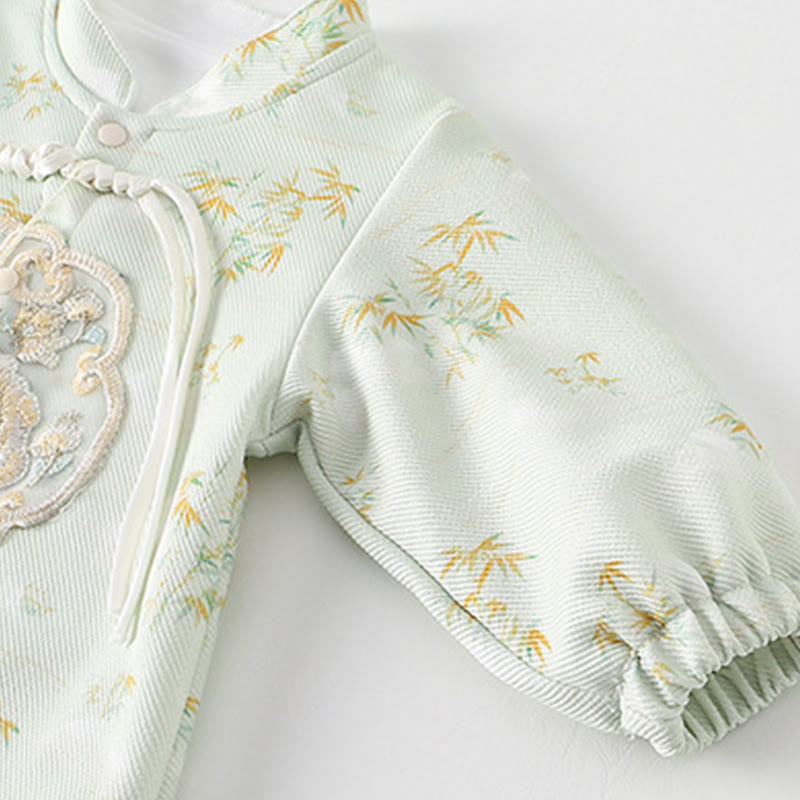 Tutina intera a maniche lunghe in cotone per neonata con motivo Buddha Stones, primavera/autunno, fiori di bambù - image 6