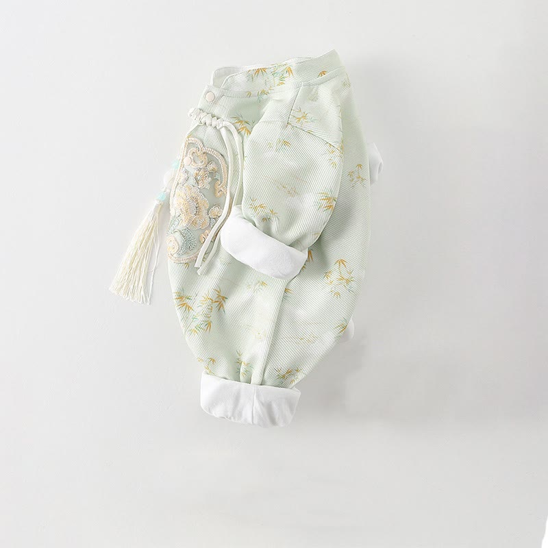 Tutina intera a maniche lunghe in cotone per neonata con motivo Buddha Stones, primavera/autunno, fiori di bambù - image 4