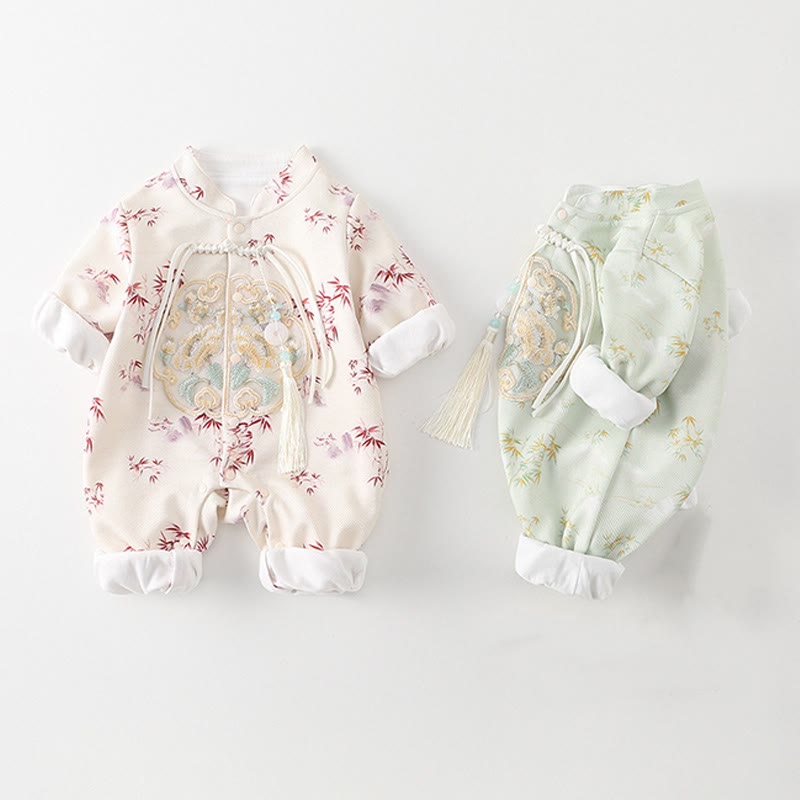 Tutina intera a maniche lunghe in cotone per neonata con motivo Buddha Stones, primavera/autunno, fiori di bambù - image 16