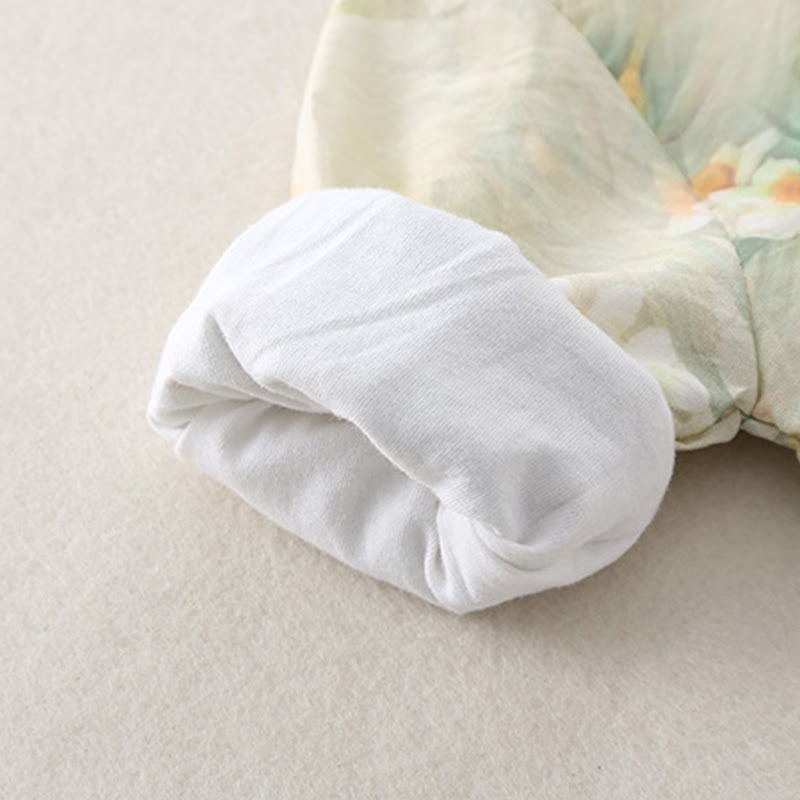 Tutina intera a maniche lunghe in cotone per bambina con motivo Buddha Stones, primavera, autunno, fiori beige, erba verde - image 15