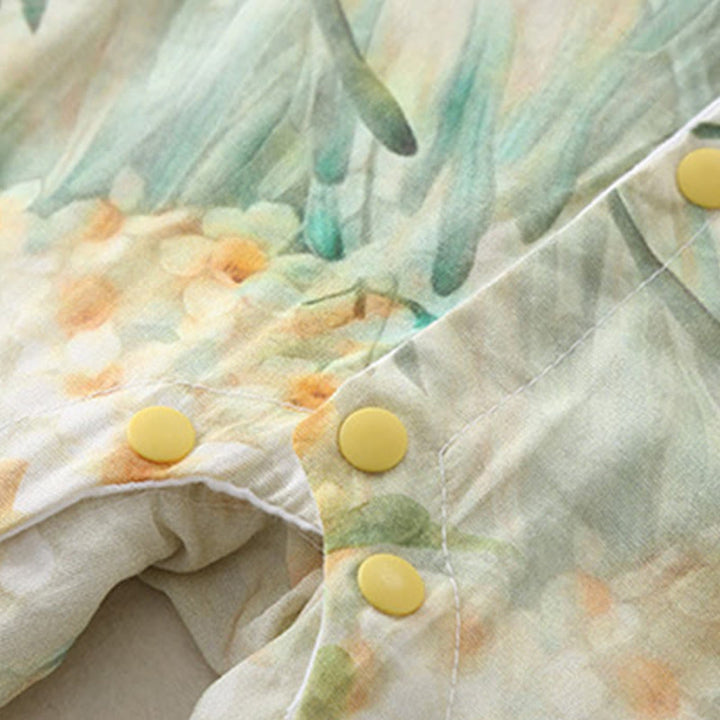 Tutina intera a maniche lunghe in cotone per bambina con motivo Buddha Stones, primavera, autunno, fiori beige, erba verde - image 10