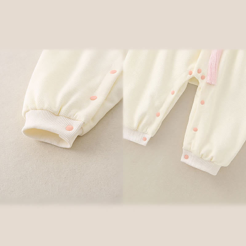 Tutina intera a maniche lunghe in cotone per bambina con design a padiglione, primavera-autunno, motivo Buddha Stones - image 12