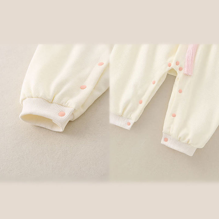 Tutina intera a maniche lunghe in cotone per bambina con design a padiglione, primavera-autunno, motivo Buddha Stones - image 12