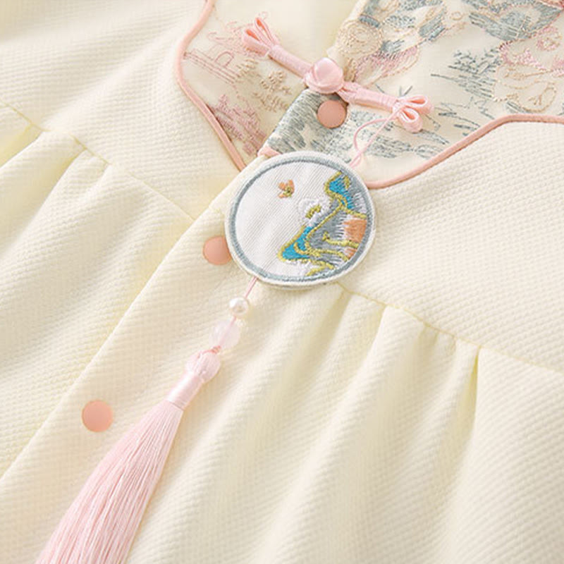 Tutina intera a maniche lunghe in cotone per bambina con design a padiglione, primavera-autunno, motivo Buddha Stones - image 6