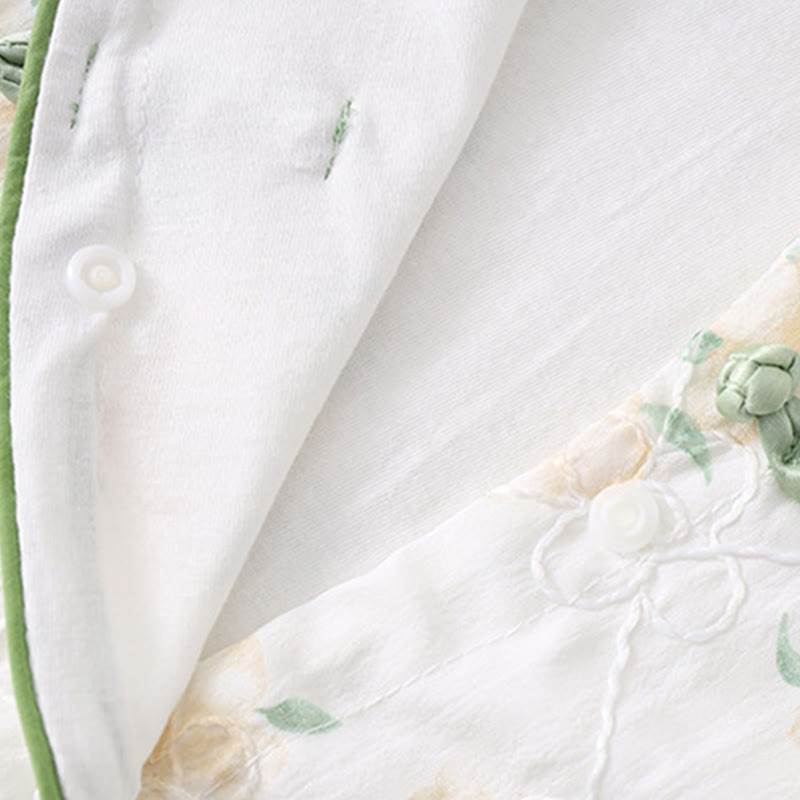 Tutina intera in cotone a maniche lunghe per bambina, con scollo a V, motivo: Buddha Stones, primavera/autunno, fiori giallo chiaro - image 6