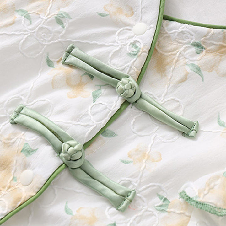 Tutina intera in cotone a maniche lunghe per bambina, con scollo a V, motivo: Buddha Stones, primavera/autunno, fiori giallo chiaro - image 7