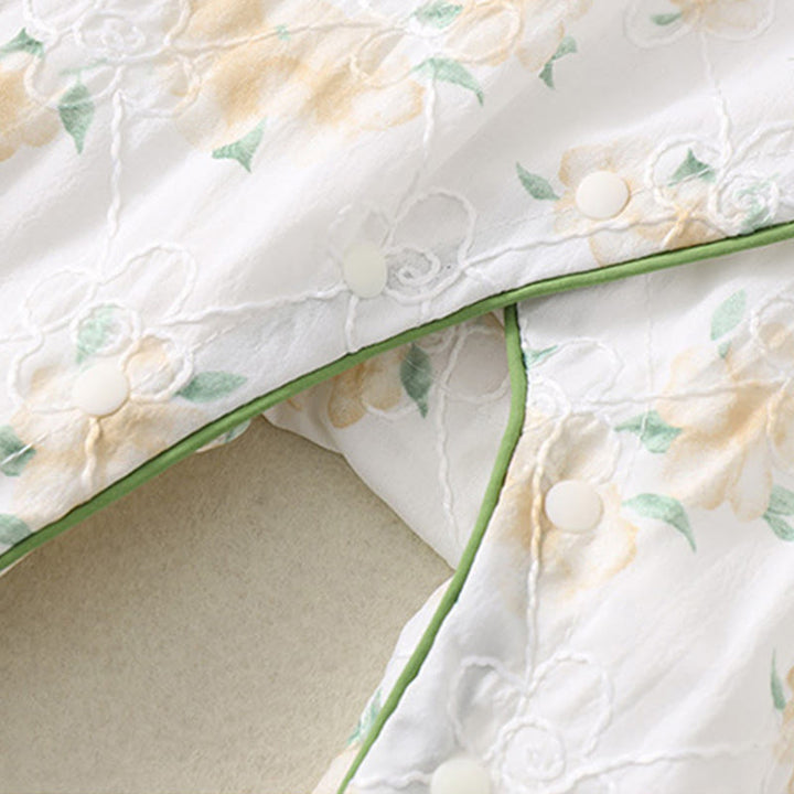 Tutina intera in cotone a maniche lunghe per bambina, con scollo a V, motivo: Buddha Stones, primavera/autunno, fiori giallo chiaro - image 12