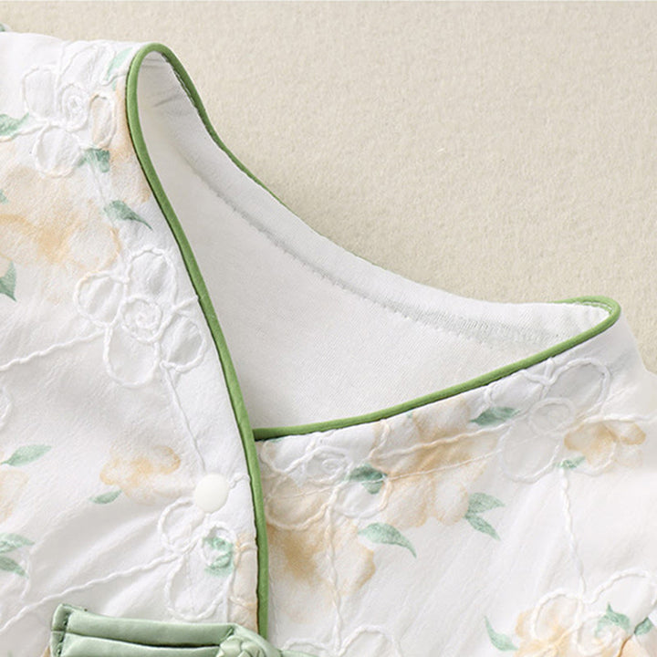 Tutina intera in cotone a maniche lunghe per bambina, con scollo a V, motivo: Buddha Stones, primavera/autunno, fiori giallo chiaro - image 10