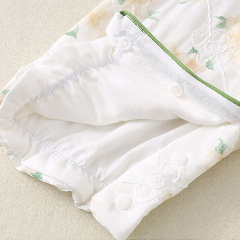 Tutina intera in cotone a maniche lunghe per bambina, con scollo a V, motivo: Buddha Stones, primavera/autunno, fiori giallo chiaro - image 8