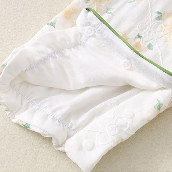 Tutina intera in cotone a maniche lunghe per bambina, con scollo a V, motivo: Buddha Stones, primavera/autunno, fiori giallo chiaro - image 8