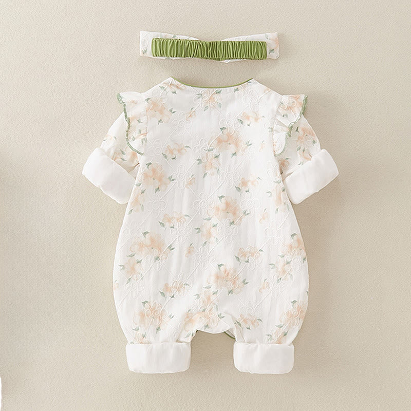 Tutina intera in cotone a maniche lunghe per bambina, con scollo a V, motivo: Buddha Stones, primavera/autunno, fiori giallo chiaro - image 1