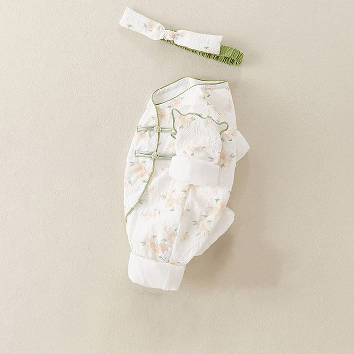 Tutina intera in cotone a maniche lunghe per bambina, con scollo a V, motivo: Buddha Stones, primavera/autunno, fiori giallo chiaro - image 15