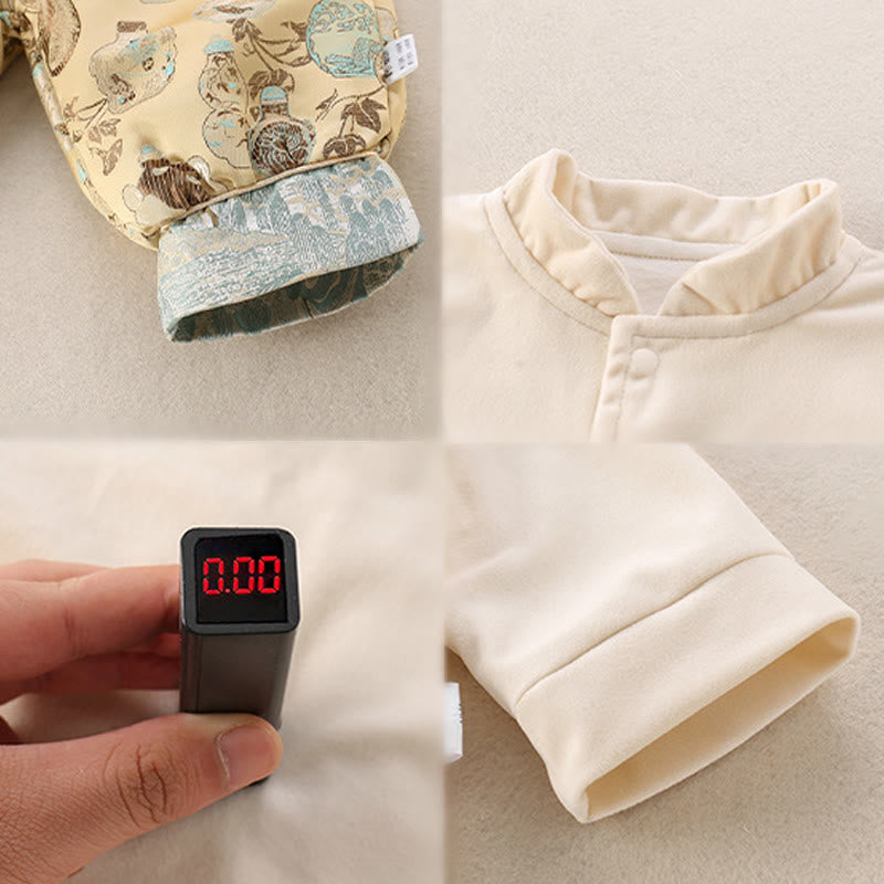 Set di abiti da bambino in cotone con maniche lunghe, giacca, pantaloni con elastico in vita e motivo a montagne invernali Buddha Stones, 3 pezzi - image 6