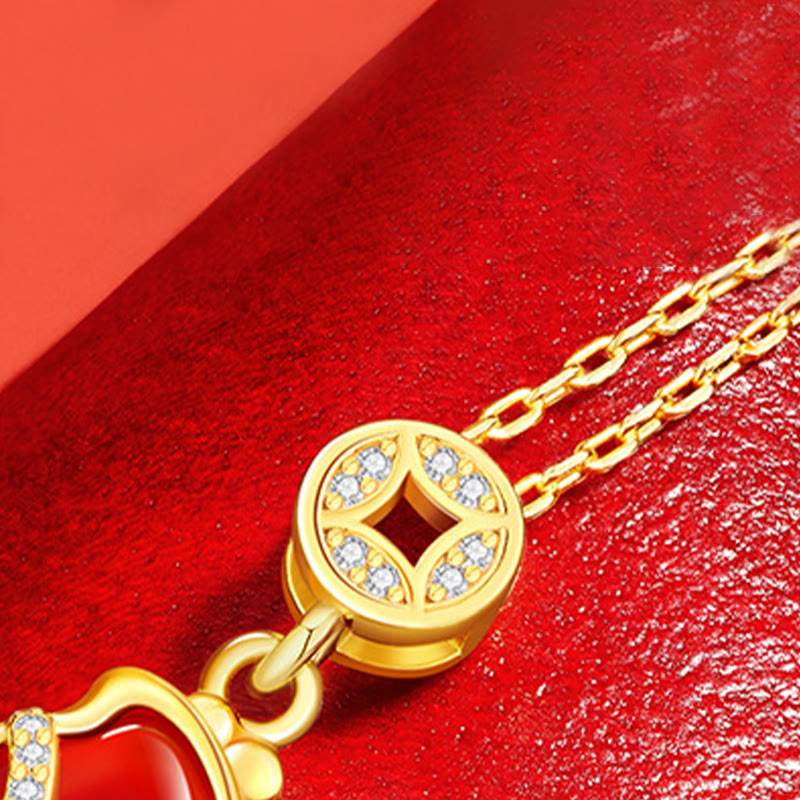 Collana con ciondolo in argento sterling 925 con moneta di rame dell'anno del cavallo, Buddha Stones e agata rossa. - image 4