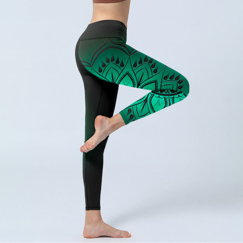 Leggings da palestra con motivo mandala color scuro Buddha Stones, pantaloni da yoga da donna - image 3