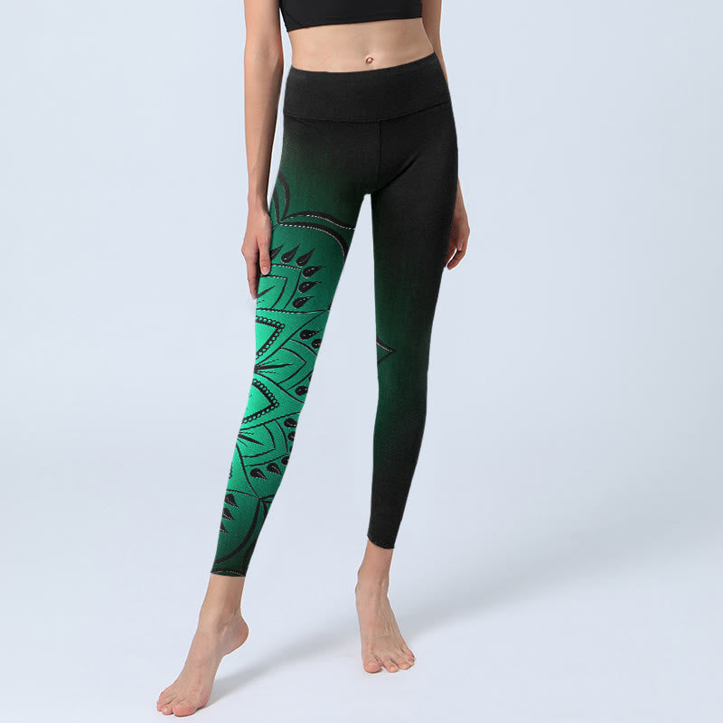 Leggings da palestra con motivo mandala color scuro Buddha Stones, pantaloni da yoga da donna - image 5