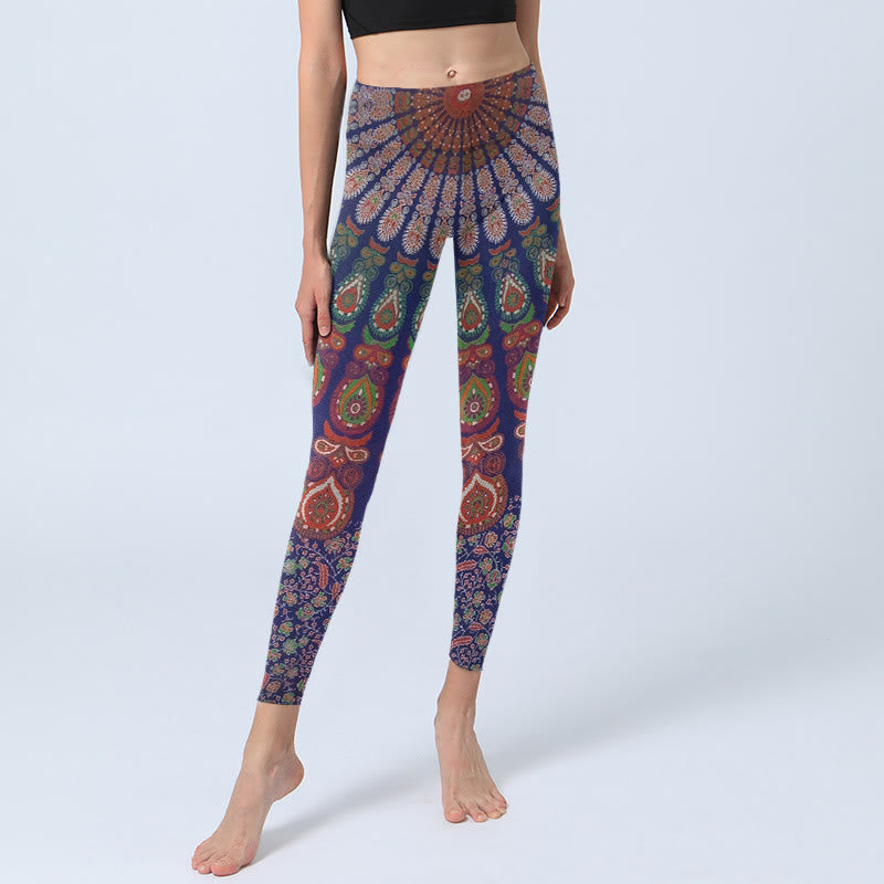 Leggings da palestra con motivo floreale paisley Buddha Stones, pantaloni da yoga da donna - image 5