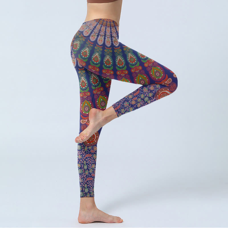 Leggings da palestra con motivo floreale paisley Buddha Stones, pantaloni da yoga da donna - image 3