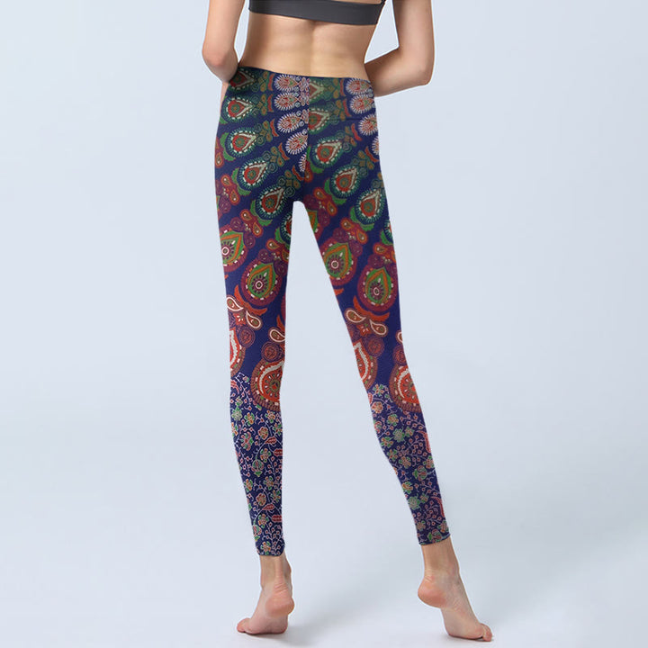 Leggings da palestra con motivo floreale paisley Buddha Stones, pantaloni da yoga da donna - image 6