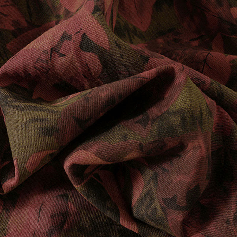 Abito midi a maniche lunghe con tasche, motivo stampato a fiori casual Buddha Stones e bottoni - image 17