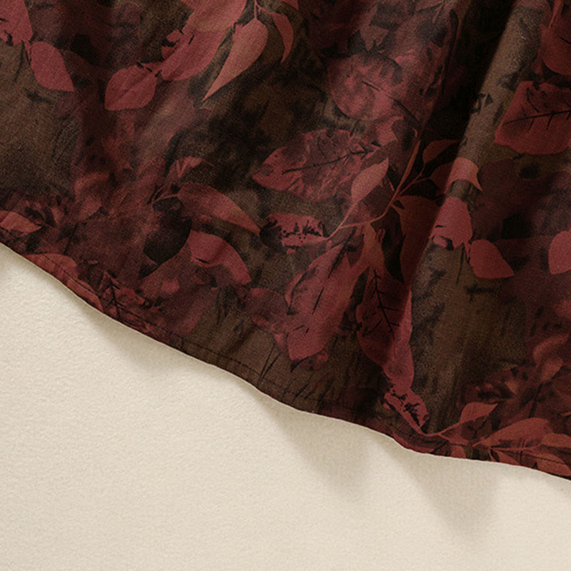 Abito midi a maniche lunghe con tasche, motivo stampato a fiori casual Buddha Stones e bottoni - image 15