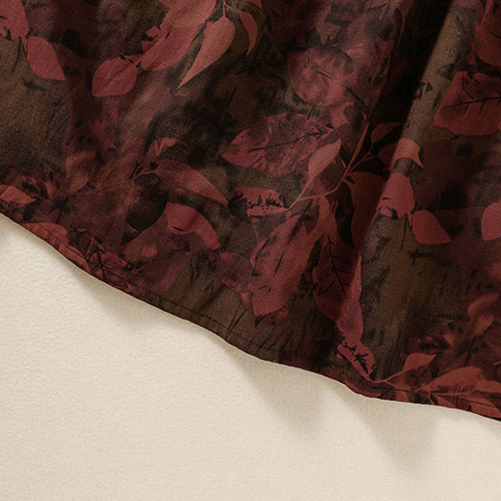 Abito midi a maniche lunghe con tasche, motivo stampato a fiori casual Buddha Stones e bottoni - image 15