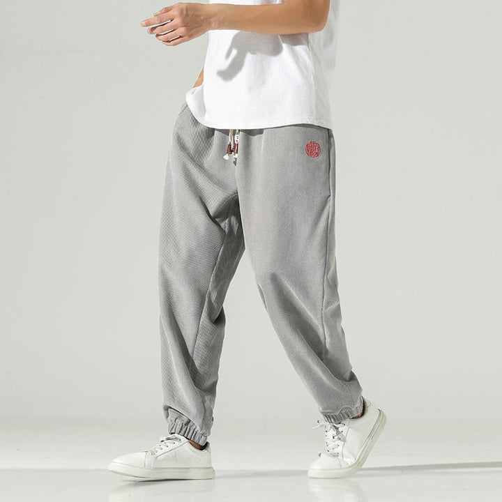 Pantaloni harem da uomo in velluto a coste con ricamo Buddha Stones Fall Plain con tasche - image 18