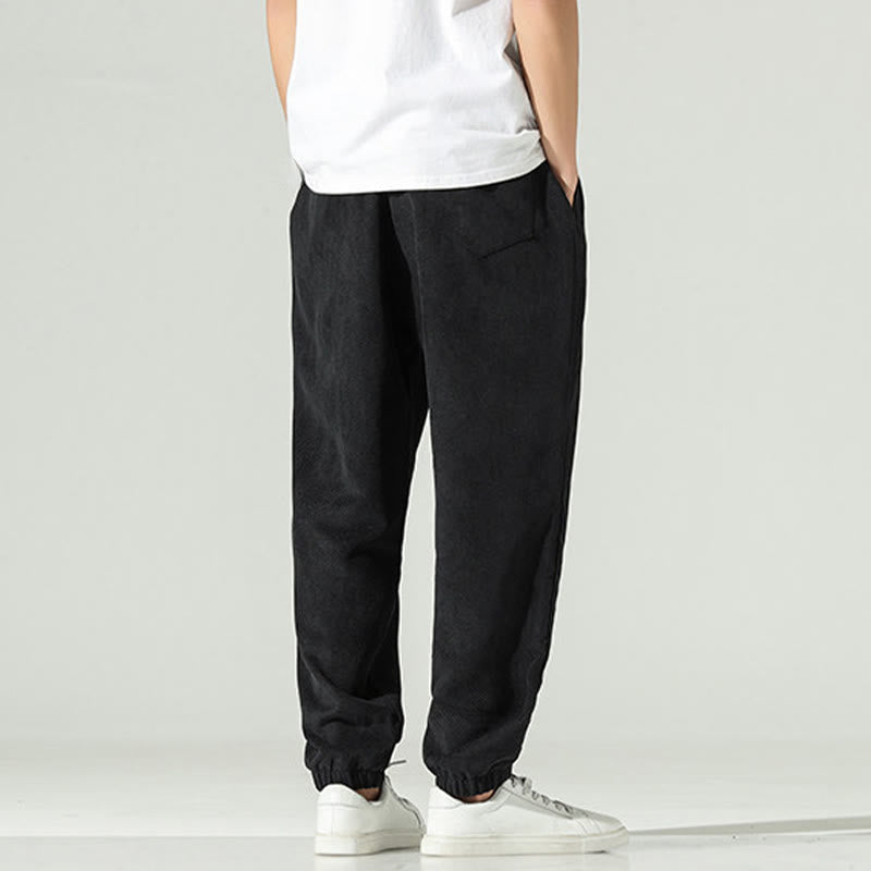 Pantaloni harem da uomo in velluto a coste con ricamo Buddha Stones Fall Plain con tasche - image 9