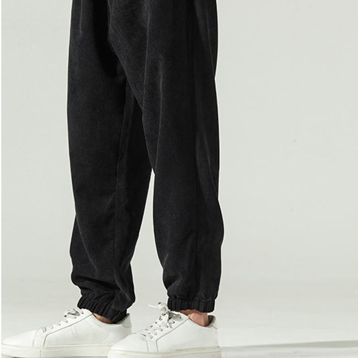 Pantaloni harem da uomo in velluto a coste con ricamo Buddha Stones Fall Plain con tasche - image 15
