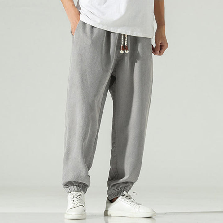 Pantaloni harem da uomo in velluto a coste con ricamo Buddha Stones Fall Plain con tasche - image 21