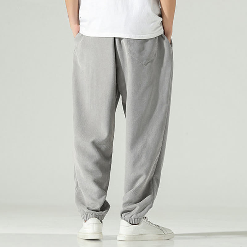 Pantaloni harem da uomo in velluto a coste con ricamo Buddha Stones Fall Plain con tasche - image 20