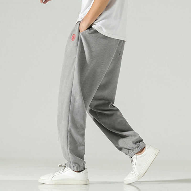 Pantaloni harem da uomo in velluto a coste con ricamo Buddha Stones Fall Plain con tasche - image 19
