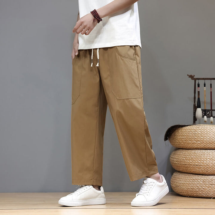 Pantaloni da uomo con tasche, lunghezza 7-8, gamba dritta, tinta unita, coulisse, estate , Buddha Stones - Perù - US/UK/AU46, EU56 (5XL) - image 24