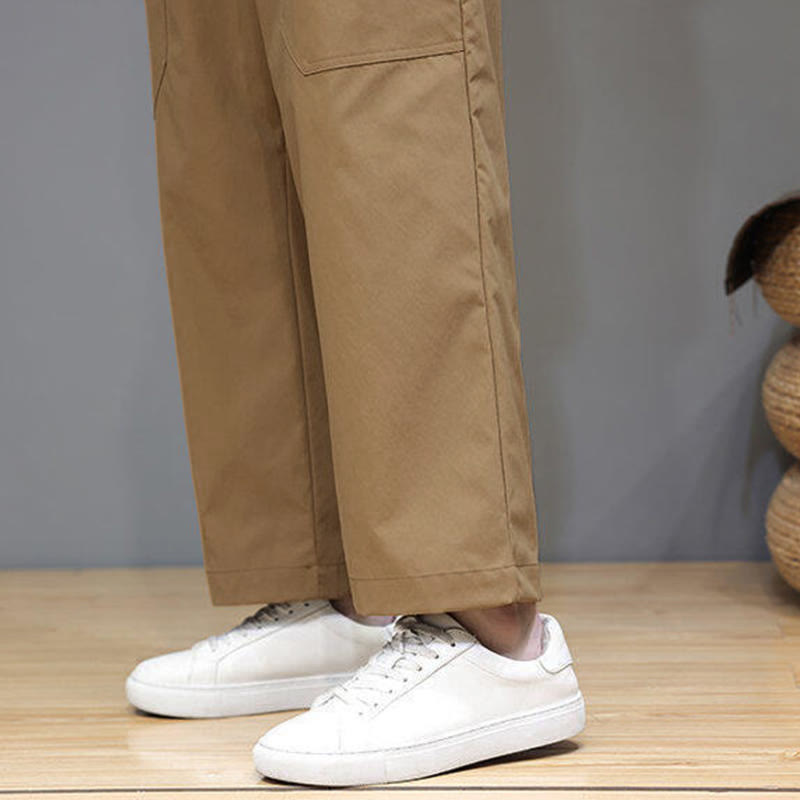 Pantaloni da uomo con tasche, lunghezza 7-8, gamba dritta, tinta unita, coulisse, estate , Buddha Stones - image 34