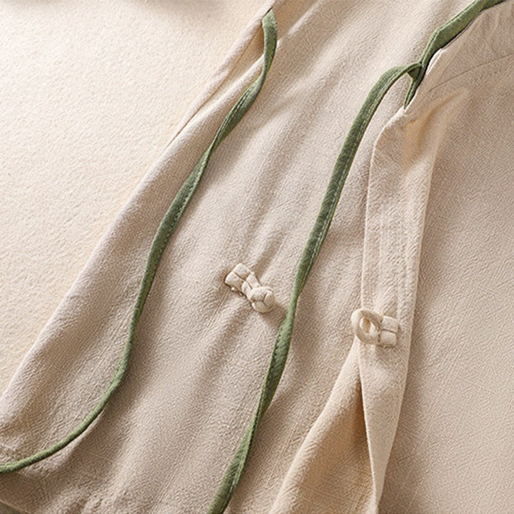 Camicia da donna a maniche a tre quarti con lacci e bottoni a forma di rana, stile retrò, con motivo Buddha Stones. - image 11