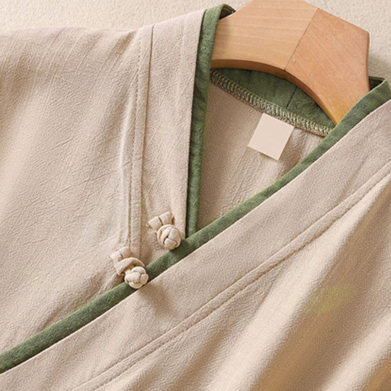 Camicia da donna a maniche a tre quarti con lacci e bottoni a forma di rana, stile retrò, con motivo Buddha Stones. - image 5