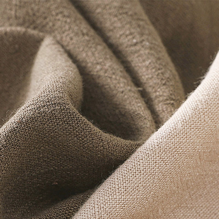 Camicia da donna in cotone e lino con maniche a tre quarti, motivo retrò con lacci e bottoni a rana, motivo Buddha Stones - image 20